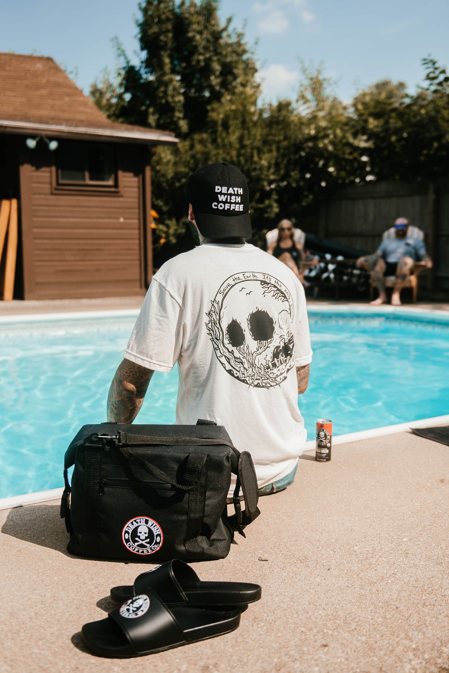 Back view of man wearing Death Wish Coffee Baseball Hat