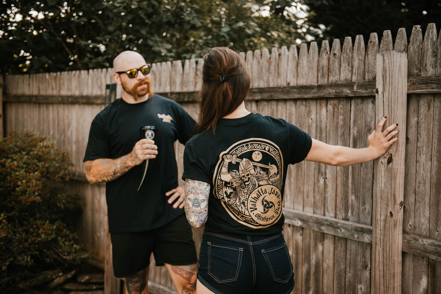 Back of woman wearing Death Wish 'Unearthed By Odin' T-Shirt