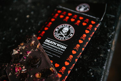 Death Wish Coffee Chocolate Bar with Cherries and Rose Petals