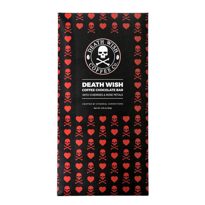 Death Wish Coffee Chocolate Bar with Cherries and Rose Petals