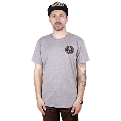 Man wearing "Broke, Not Busted" Charity T-shirt