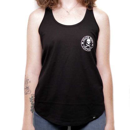 Woman wearing Death Wish Coffee Tank Top