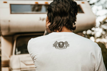 Back view of a man wearing a Nosleep T-Shirt